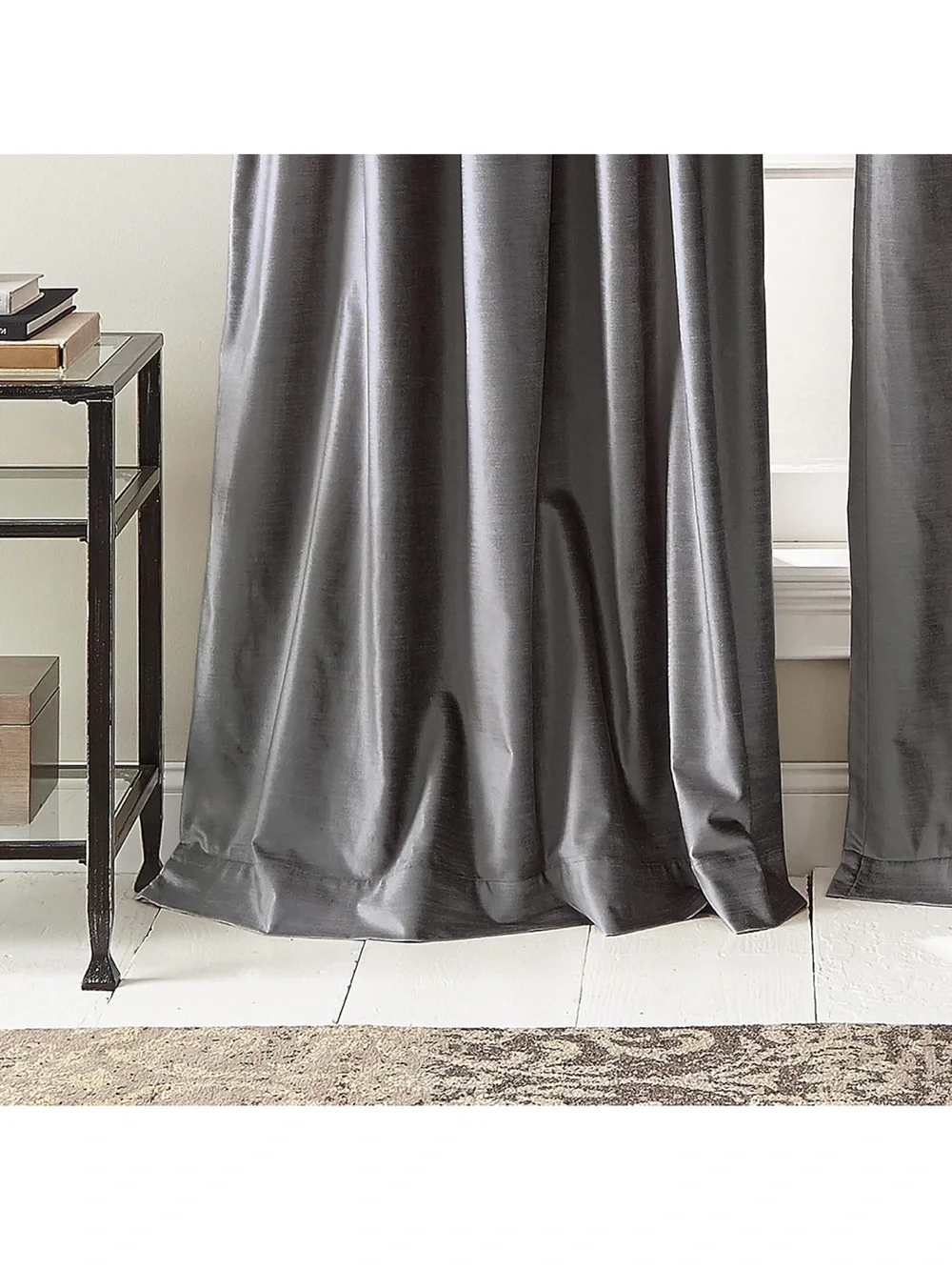 New DKNY Modern Knotted Velvet 96” Charcoal Panels x2